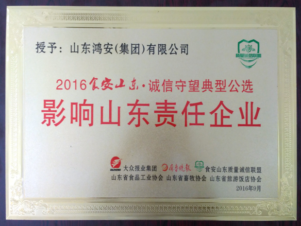 2016食安山東影響山東責(zé)任企業(yè)